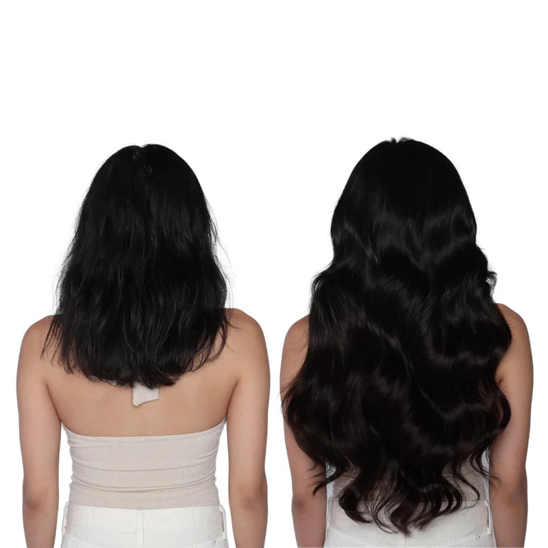 Straight Clip in Hair Extensions Real Human Hair 8Pcs Remy Human Hair Clip Natural Soft Human Hair 120g #1B Natural Black