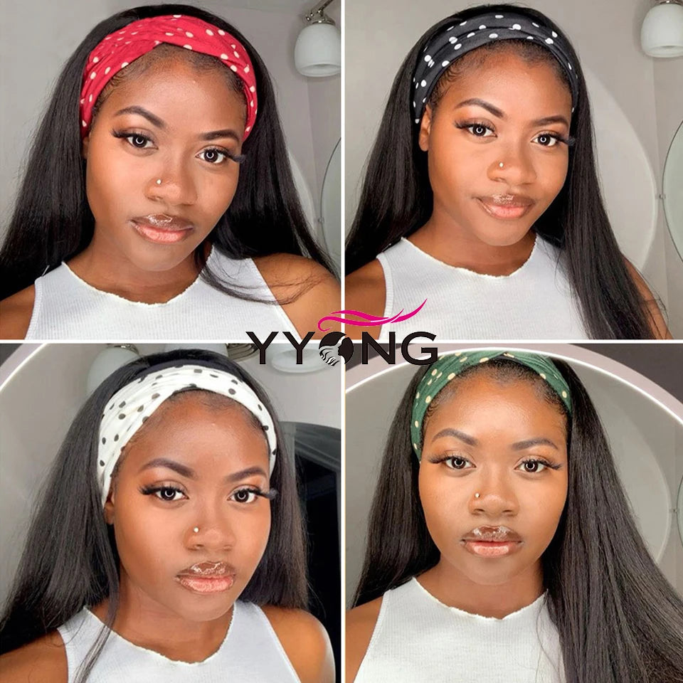 Yaam 250% Density Straight Headband Wig Human Hair