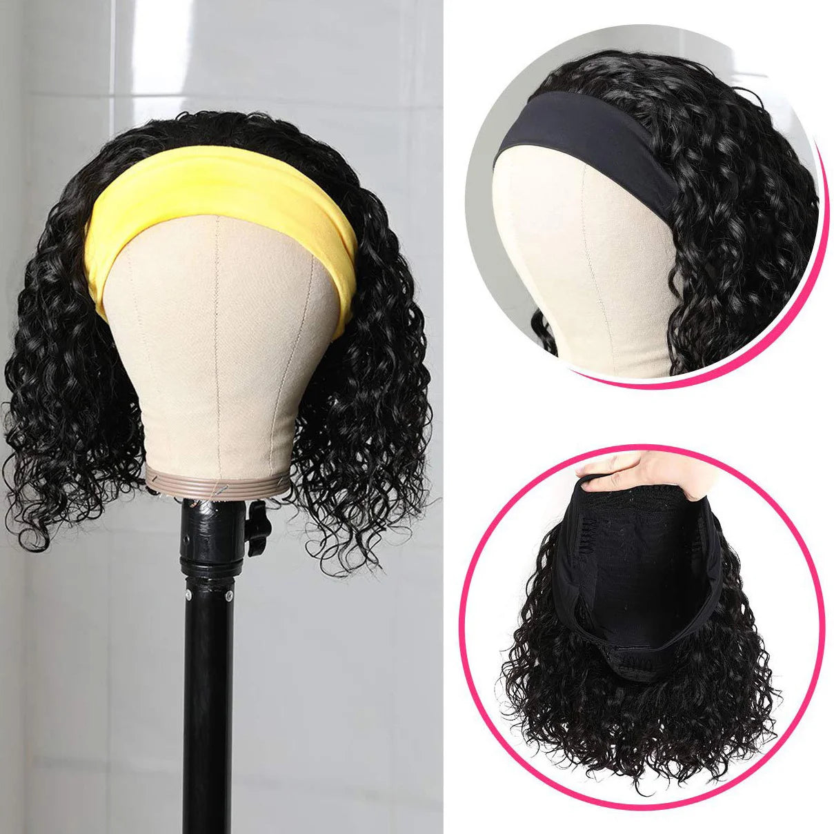 Yaam Deep Wave Headband Wig Human Hair