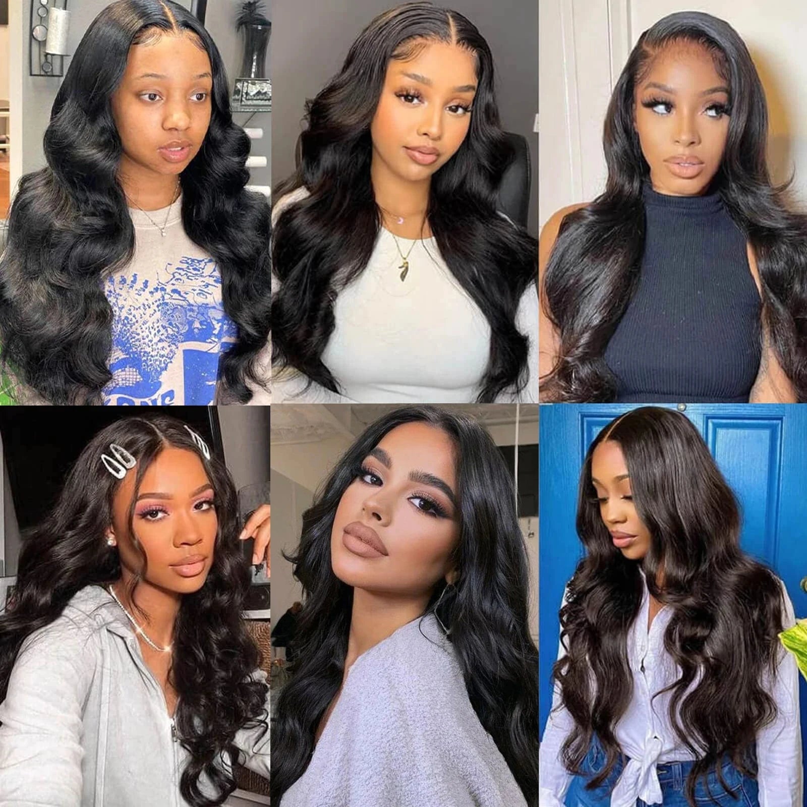 Clip in Body Wave Hair Extensions for Black Women 100% Unprocessed Virgin Human Hair Clip in Extensions #1B Natural Black Color