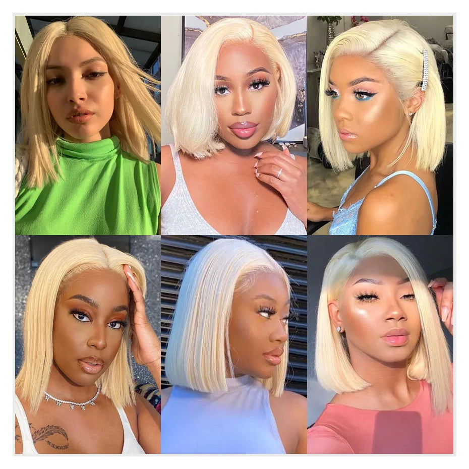 5x5 13x4 13x6 613 Blonde Bob Hair Wig Human Hair Lace Frontal Wig Brazilian Straight Bob Wig Lace Front Human Hair Wig for Women
