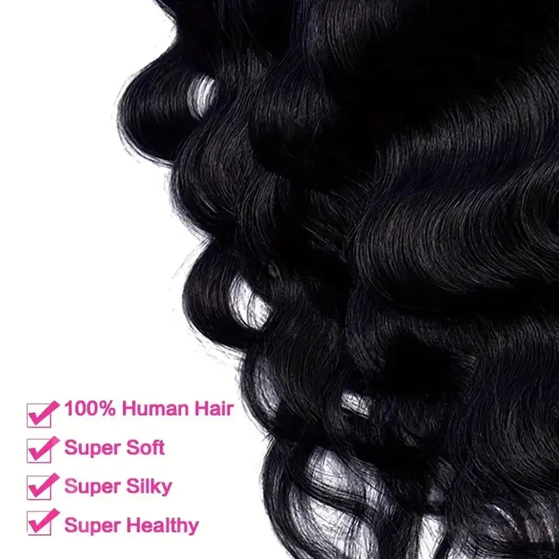 Clip in Body Wave Hair Extensions for Black Women 100% Unprocessed Virgin Human Hair Clip in Extensions #1B Natural Black Color