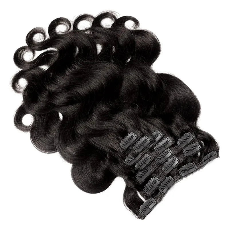 Body Wave 100% Brazilian Clip in Hair Extensions Human Hair 8Pcs Remy Hair Extensions Clip ins For Women with 18Clips 120g