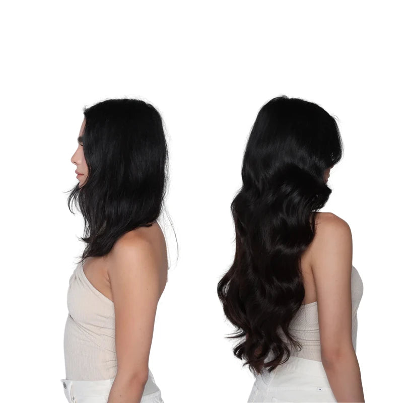 Straight Clip in Hair Extensions Real Human Hair 8Pcs Remy Human Hair Clip Natural Soft Human Hair 120g #1B Natural Black