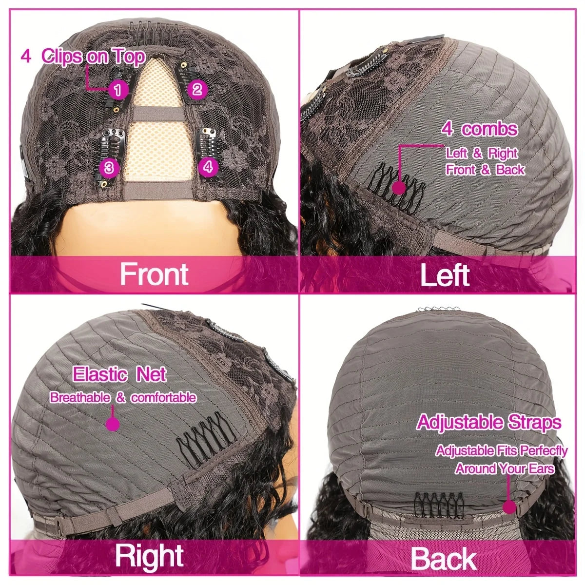 250 Density V Part Wig Bob Straight Human Hair Wigs 8-16