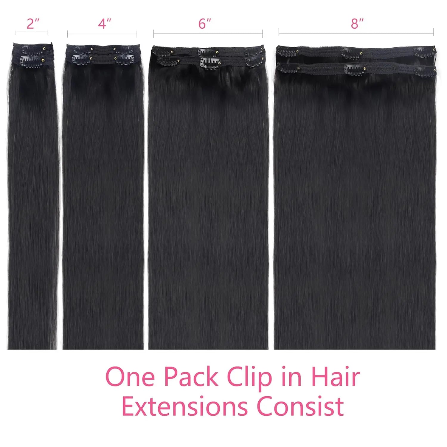 Straight Clip in Hair Extensions Real Human Hair 8Pcs Remy Human Hair Clip Natural Soft Human Hair 120g #1B Natural Black