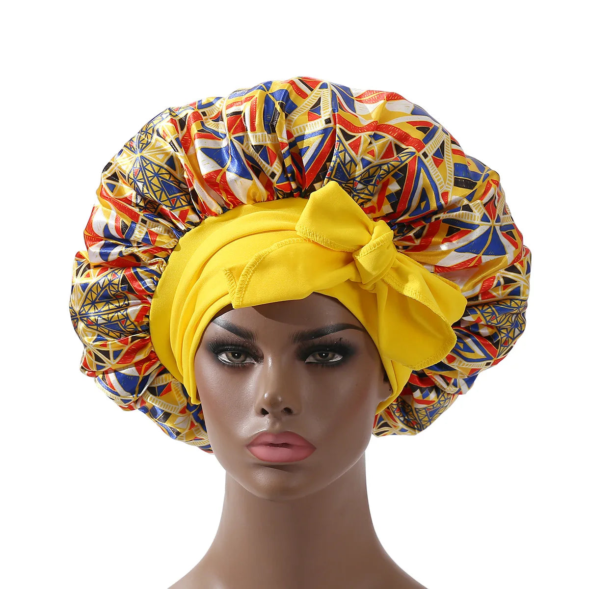 Yaam Extra Large Satin Bonnet Long Tail African Style
