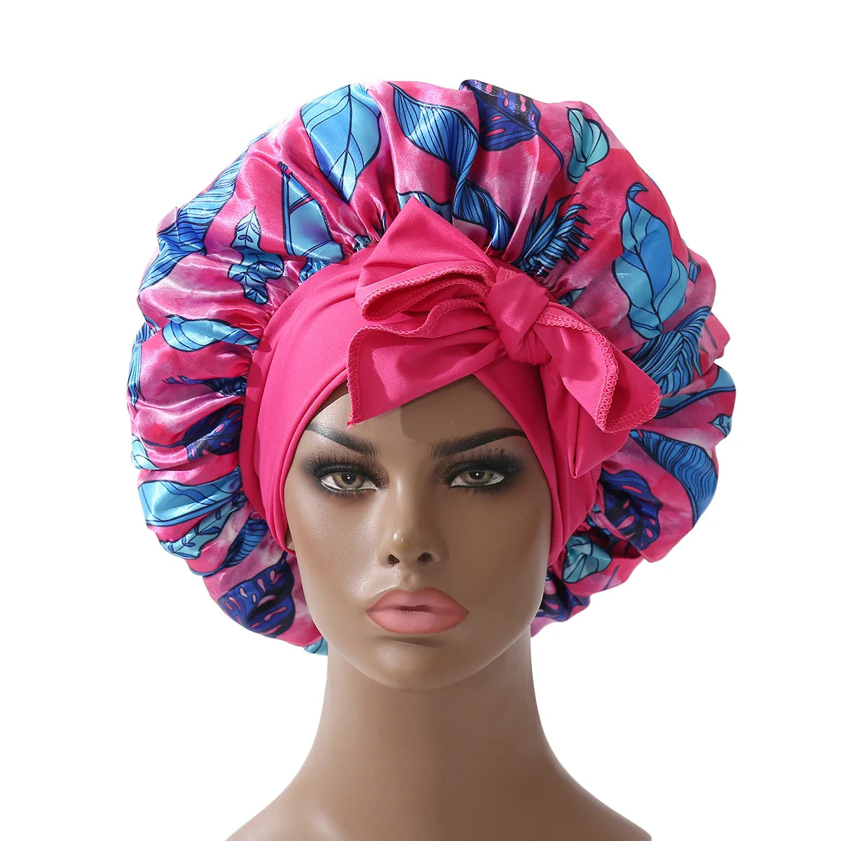 Yaam Extra Large Satin Bonnet Long Tail African Style
