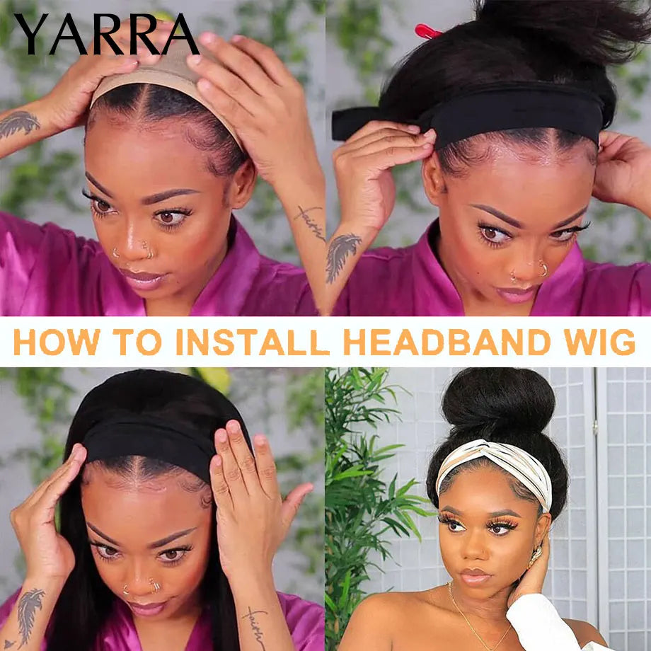 Afro Kinky Curly Human Hair Headband Wigs For Black Women 180% Density Human Hair Brazilian Remy Full Machine Made Hair YARRA