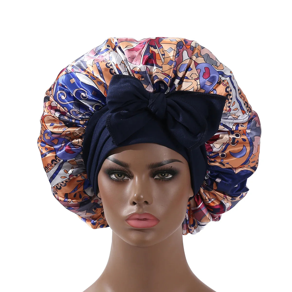 Yaam Extra Large Satin Bonnet Long Tail African Style
