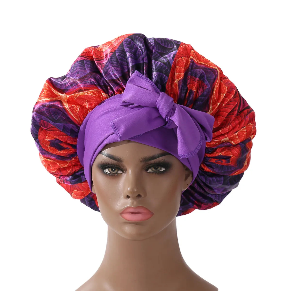 Yaam Extra Large Satin Bonnet Long Tail African Style