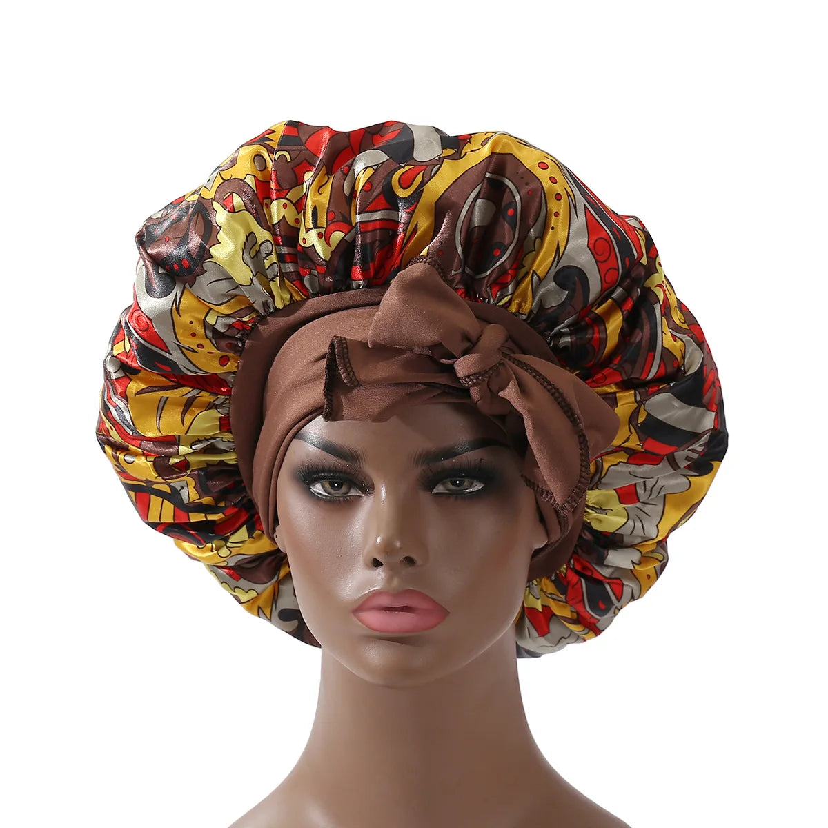 Yaam Extra Large Satin Bonnet Long Tail African Style