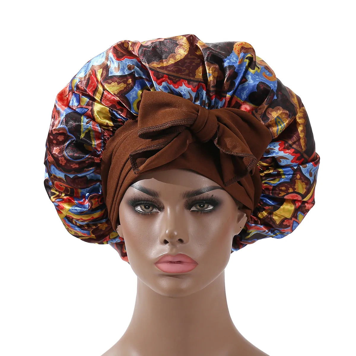 Yaam Extra Large Satin Bonnet Long Tail African Style