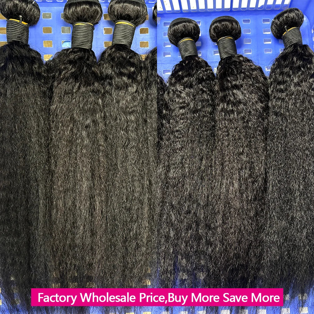 12A Kinky Straight Human Hair Bundles 100 Human Hair Yaki Straight Bundle 20 22 24 Inch Human Hair Bundles 3-5 Days Delivery