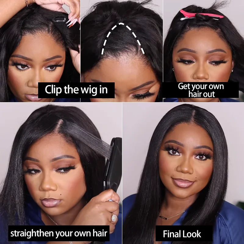 V Part Wig Human Hair No Leave Out Brazilian Deep Wave Human Hair Wigs for Women U Part Deep Curly Wigs No Glue Wig Virgin 250%