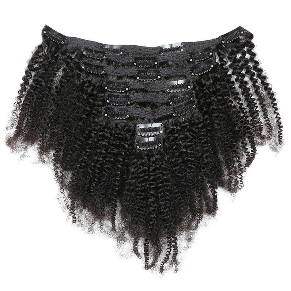 Afro Kinky Curly Clip In Human Hair Extensions 8Pcs/Pack Full Head For Black Women Brazilian Clip in Hair Extensions Human Hair