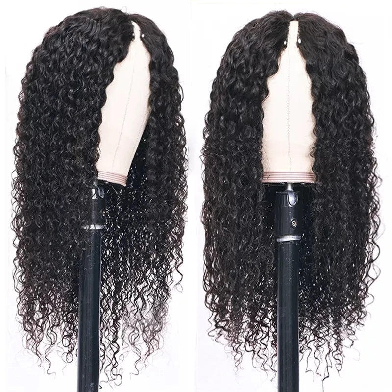 V Part Wig Human Hair No Leave Out Brazilian Deep Wave Human Hair Wigs for Women U Part Deep Curly Wigs No Glue Wig Virgin 250%