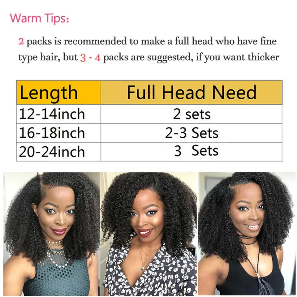 Afro Kinky Curly Clip In Human Hair Extensions 8Pcs/Pack Full Head For Black Women Brazilian Clip in Hair Extensions Human Hair