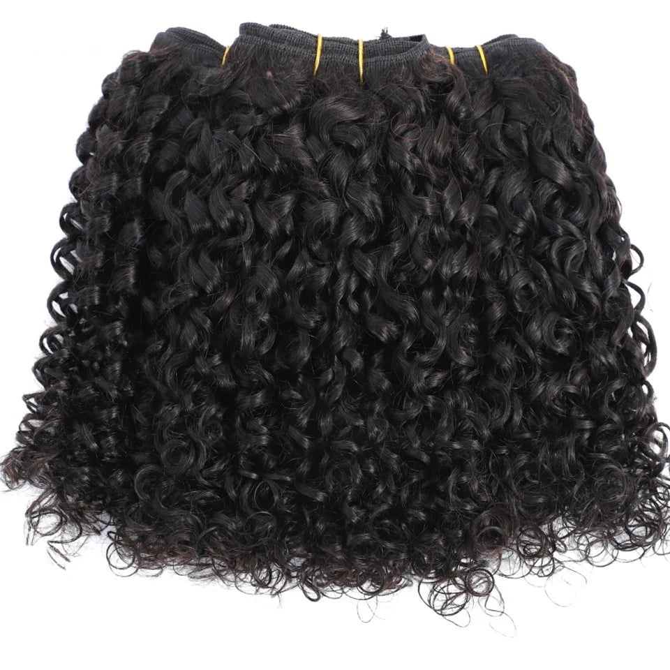 14-24Inches Pixie Bouncy Afro Kinky Curly Human Hair 3/4 Bundles Deal 100% Virgin Raw Hair Extension Double Drawn Wholesale 15A