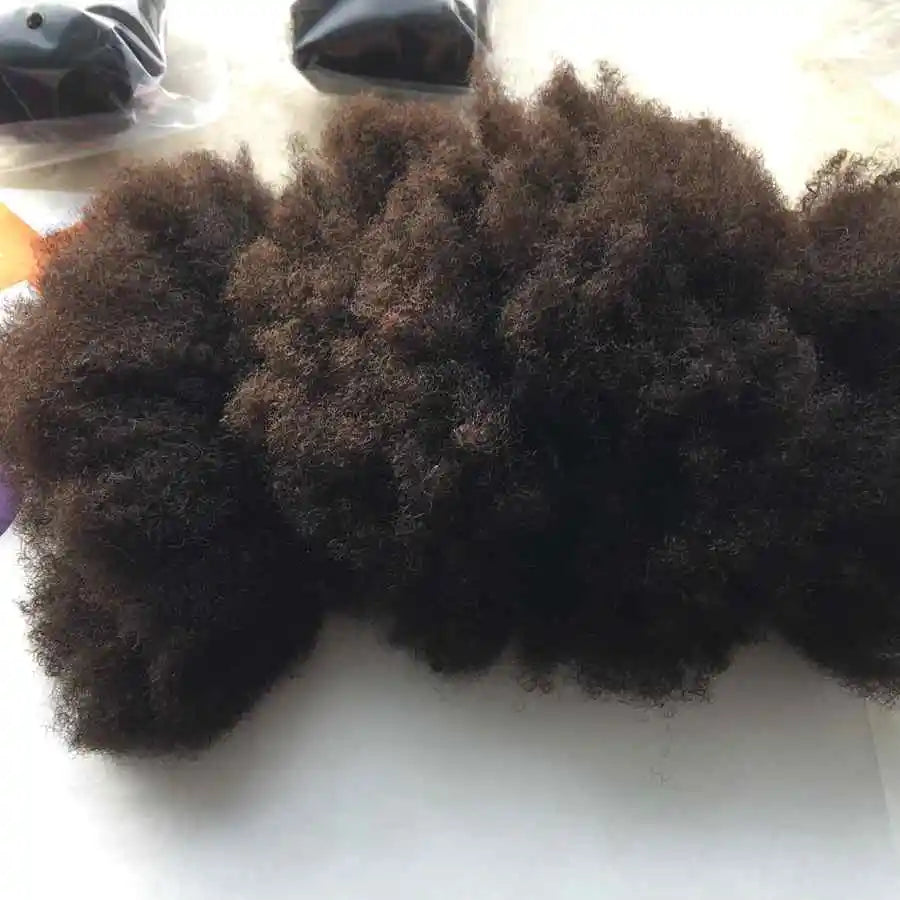 Fluffy 4A 4B Afro Kinky Curly Human Hair Bundles Double Drawn Kinky Curly Weaves Human Hair Weft Hair Extensions For Black Women