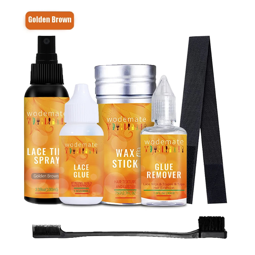 Yaam kit Glue+Lace Tint Spray For Wigs Light Brown+Lace Meliting Spray
