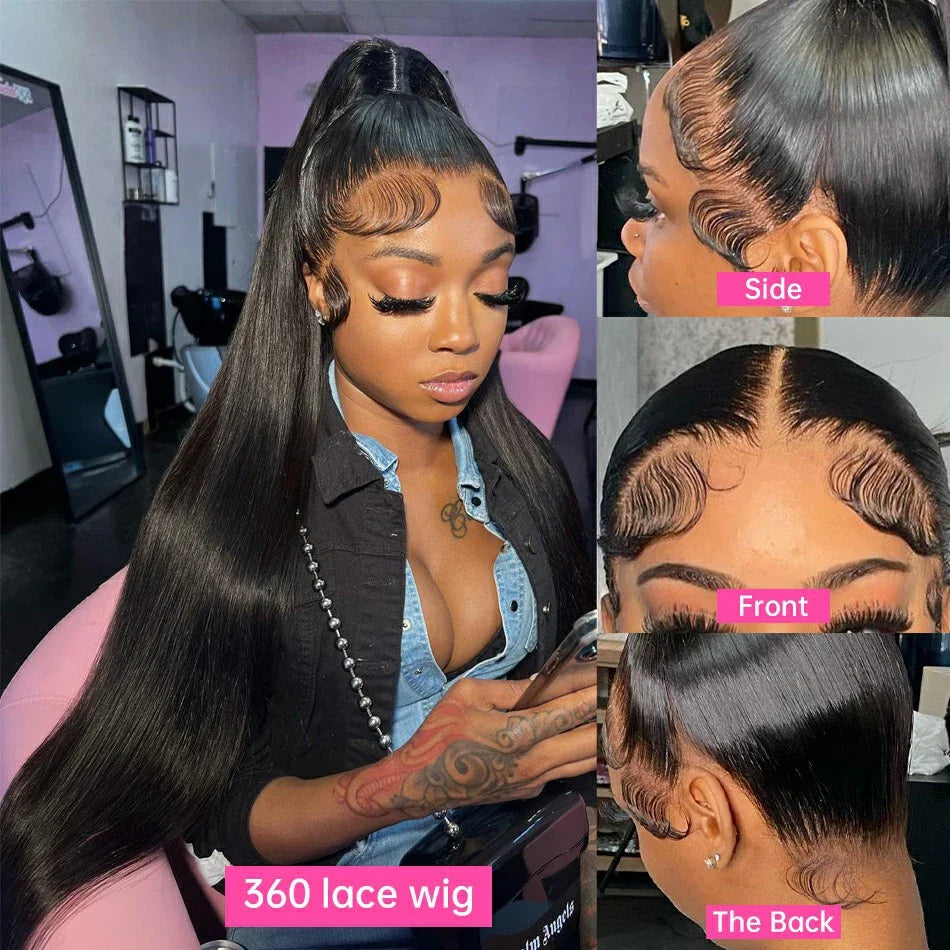 Brazilian Straight 360 Full Lace Frontal Wig 40 Inch 13x6 HD Transparent Lace Front Human Hair Wigs 5x5 Closure Wigs For Women