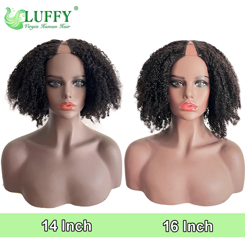Afro Kinky Curly Human Hair Wigs 1x4 U V Part Wig Kinky Curly No Leave Out Brazilian Human Hair Wig For Black Women 200% Density
