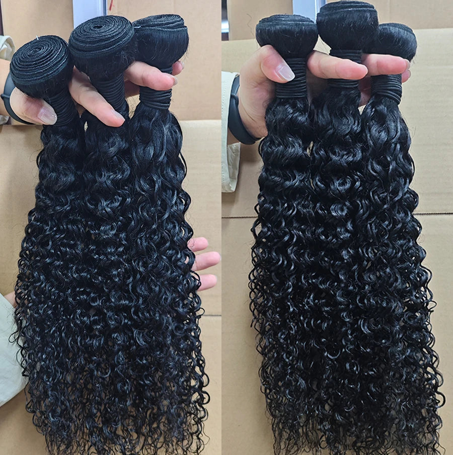 26inch Jerry Curly Human Hair Bundles 100% Brazilian Raw Human Hair 1/3/4 Bundles for Women 10A Thick Bundles 3 Days Delivery