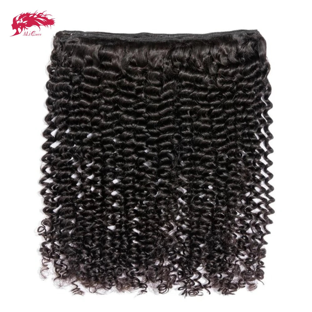Ali Queen 10A Unprocessed Raw Virgin Hair Bundles 1Pcs Whosales Price 34 Inch Brazilian Kinky Curly Human Hair Weave