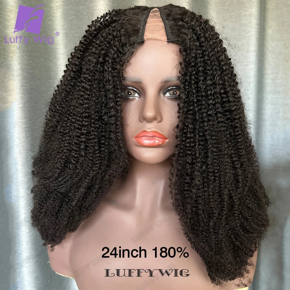 Afro Kinky Curly V Part Wig Human Hair Wigs Glueless V Part Wig Brazilian for Women No Leave Out Blend with Your Own Hairline