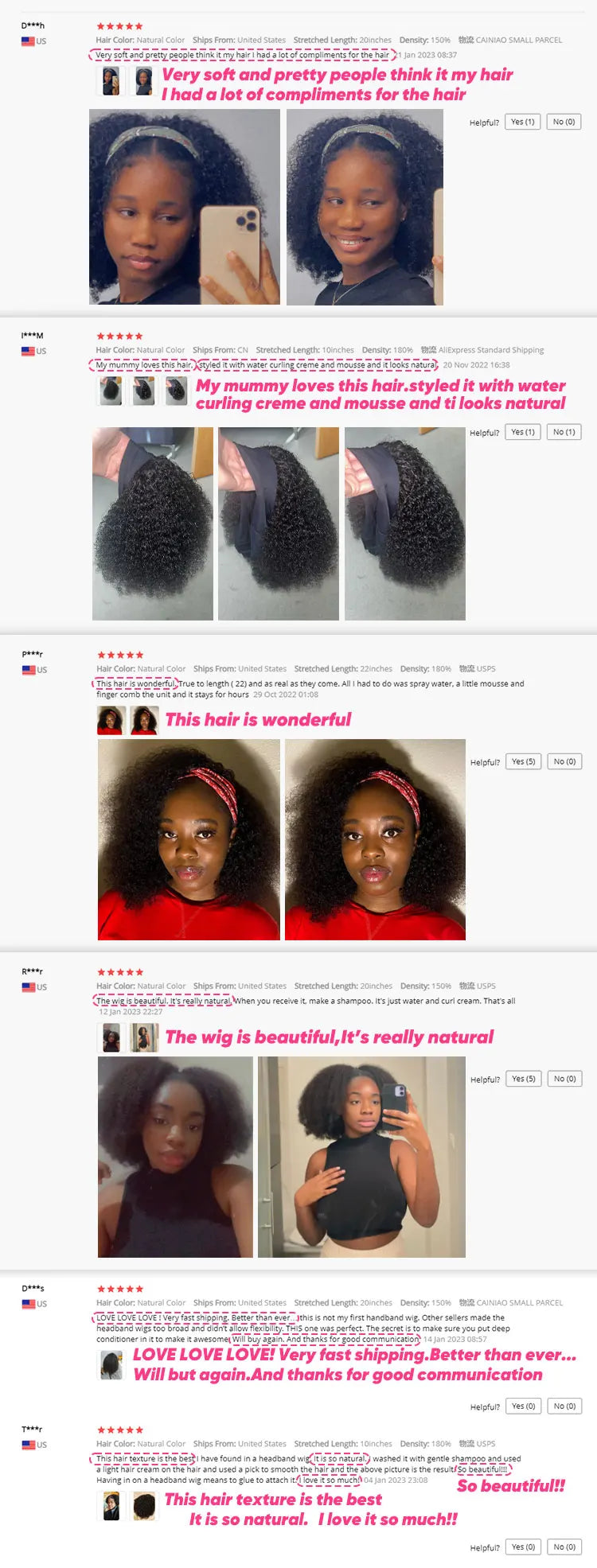 Afro Kinky Curly Human Hair Headband Wigs For Black Women 180% Density Human Hair Brazilian Remy Full Machine Made Hair YARRA