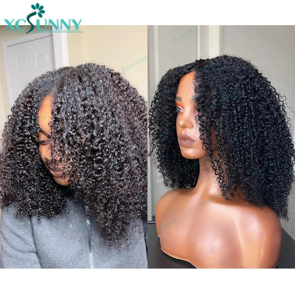 Kinky Curly V Part Wig Human Hair 4C For Black Women Brazilian Vpart Wig Wear With Your Own Scalp U Part Wig Real Human Hair