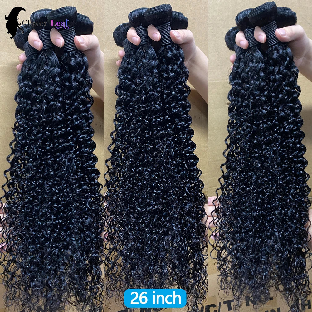 26inch Jerry Curly Human Hair Bundles 100% Brazilian Raw Human Hair 1/3/4 Bundles for Women 10A Thick Bundles 3 Days Delivery