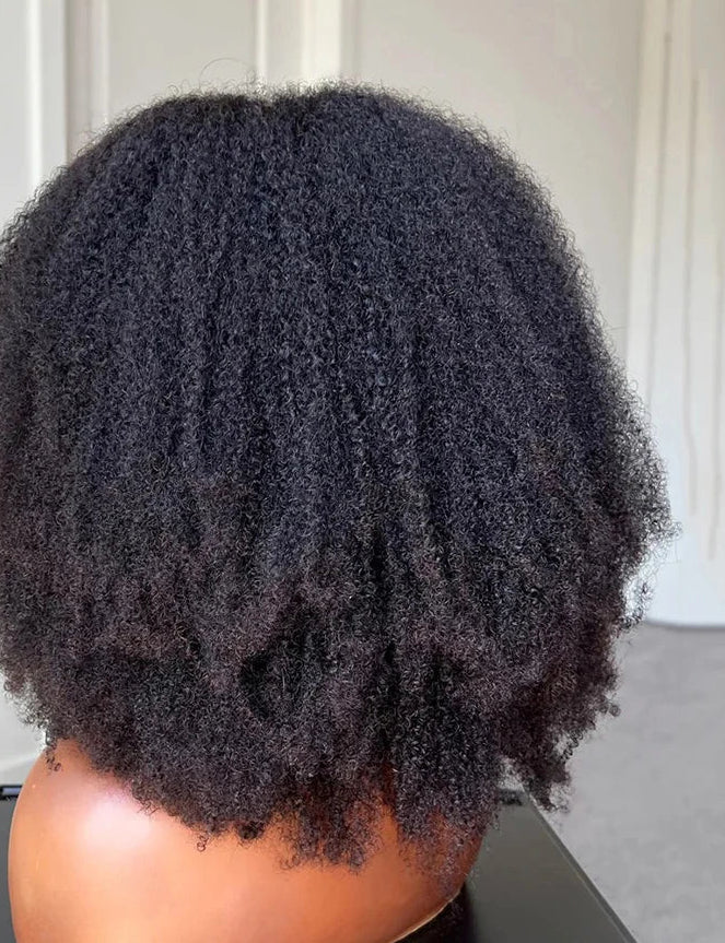 Yaam V-Shape Afro Kinky Curly Human Hair Wig 200 Density