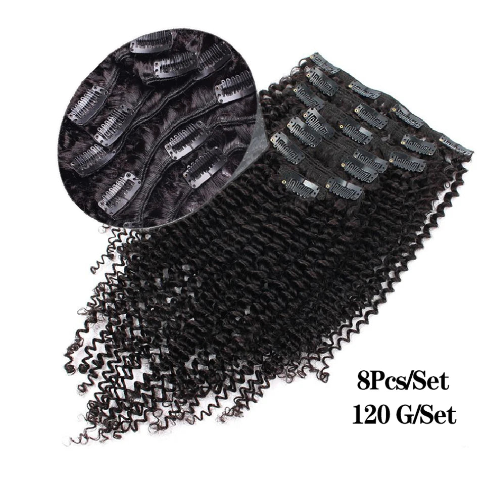 Afro Kinky Curly Clip In Human Hair Extensions 8Pcs/Pack Full Head For Black Women Brazilian Clip in Hair Extensions Human Hair