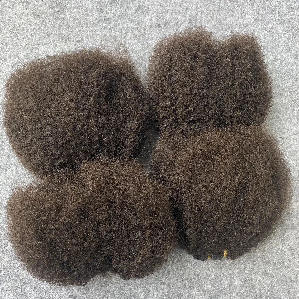 Fluffy 4A 4B Afro Kinky Curly Human Hair Bundles Double Drawn Kinky Curly Weaves Human Hair Weft Hair Extensions For Black Women