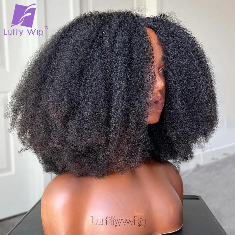 Afro Kinky Curly V Part Wig Human Hair Wigs Glueless V Part Wig Brazilian for Women No Leave Out Blend with Your Own Hairline