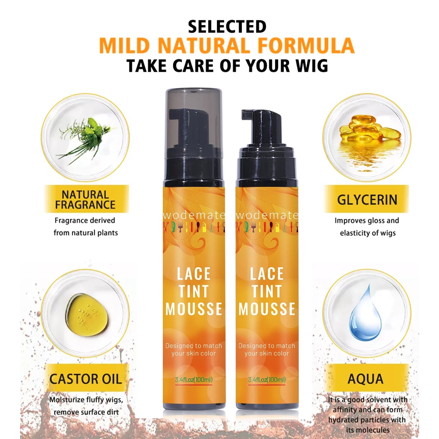 Yaam kit Glue+Lace Tint Spray For Wigs Light Brown+Lace Meliting Spray