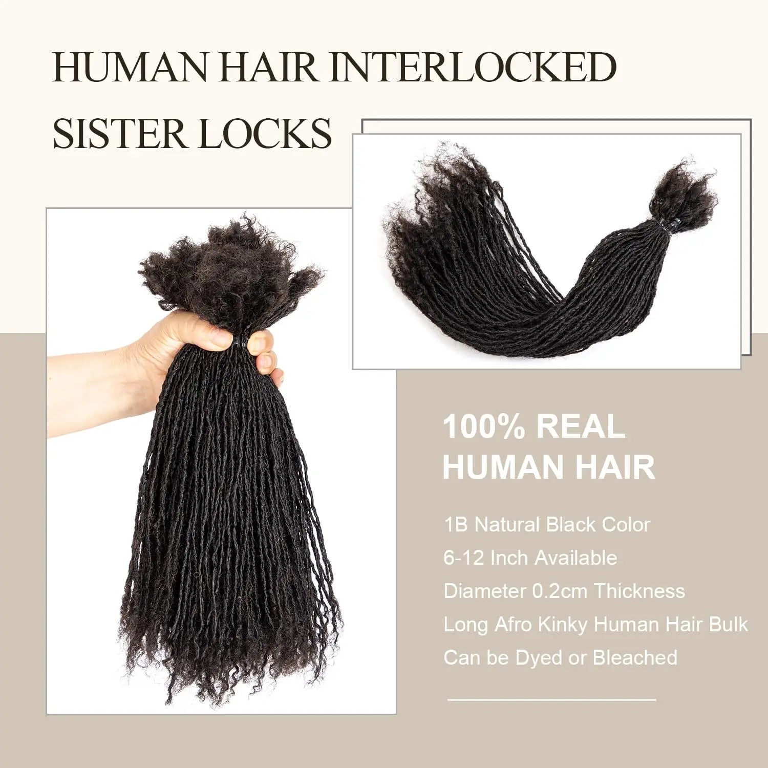 Yaam Handmade Interlocking Sisterlocks 100% Real Human Hair