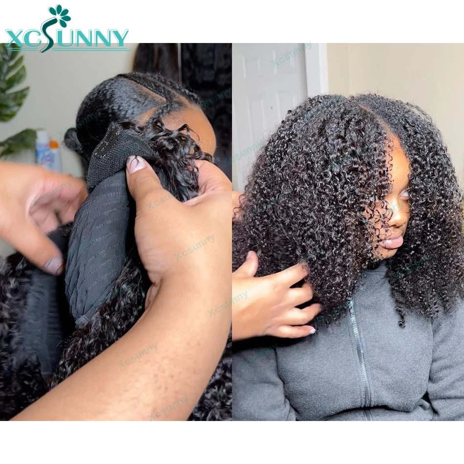 Kinky Curly V Part Wig Human Hair 4C For Black Women Brazilian Vpart Wig Wear With Your Own Scalp U Part Wig Real Human Hair