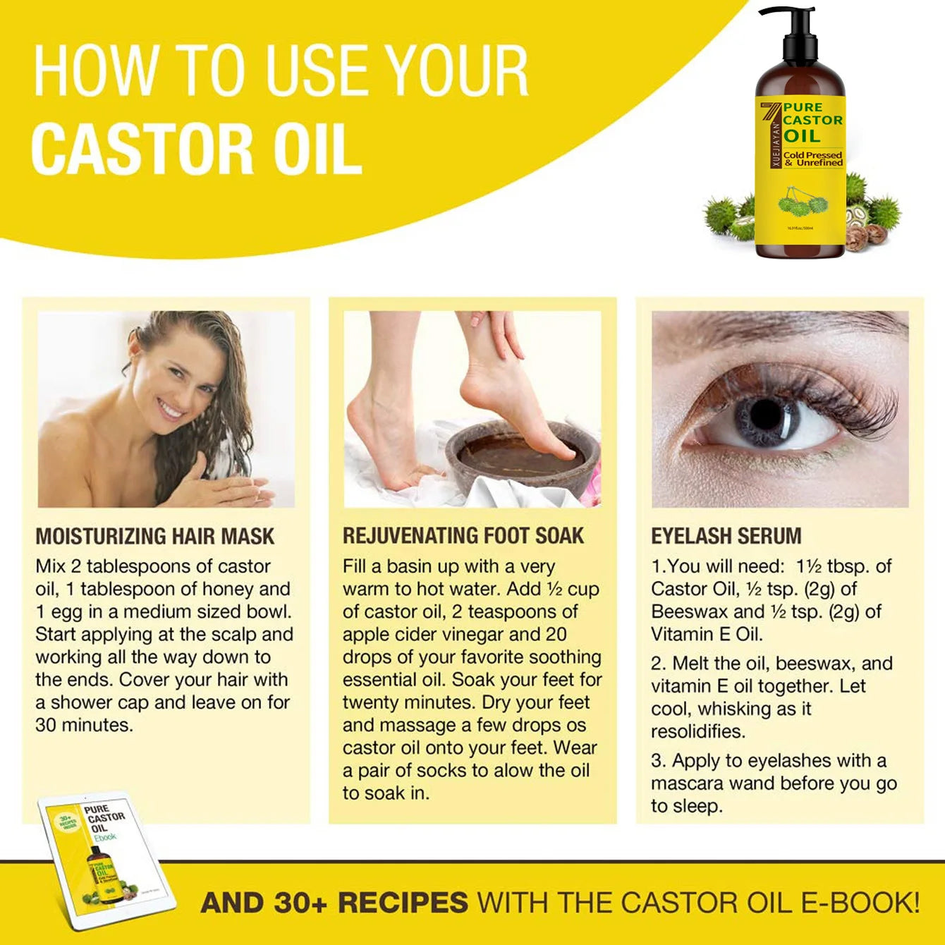 100% Pure And Castor Oil For  Eyelashes  hair bodyAromatherapy And Massage