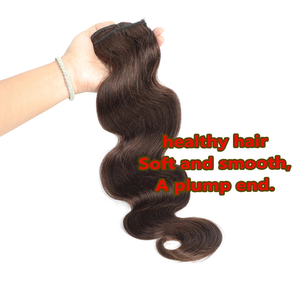 10-24Inch 120G/Set #2 Color Dark Brown Body Wave Clip In Human Hair Extensions Brazilian 100% Remy Human Hair 8Pcs/Set For Women