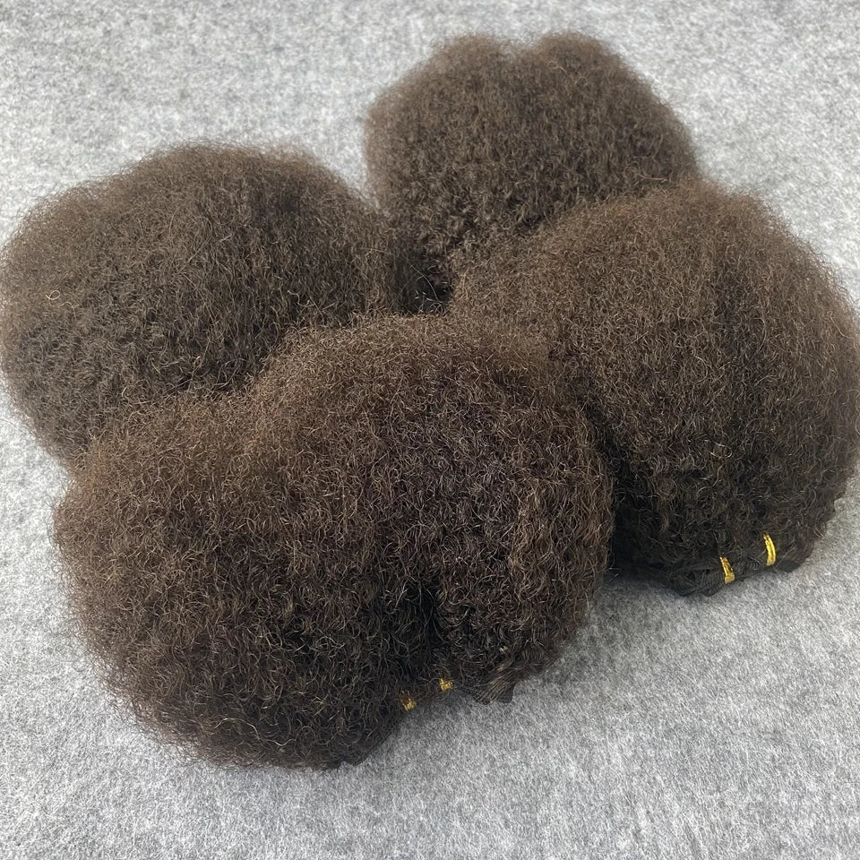 Fluffy 4A 4B Afro Kinky Curly Human Hair Bundles Double Drawn Kinky Curly Weaves Human Hair Weft Hair Extensions For Black Women