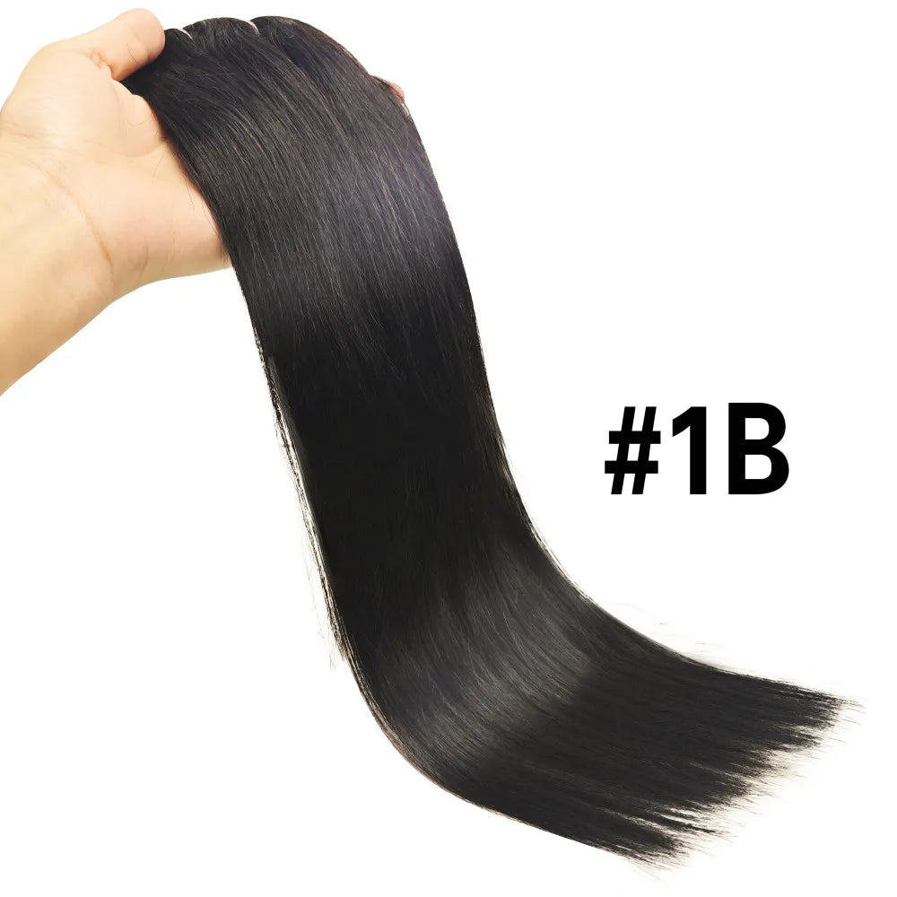 Straight Clip in Hair Extensions Real Human Hair 8Pcs Remy Human Hair Clip Natural Soft Human Hair 120g #1B Natural Black