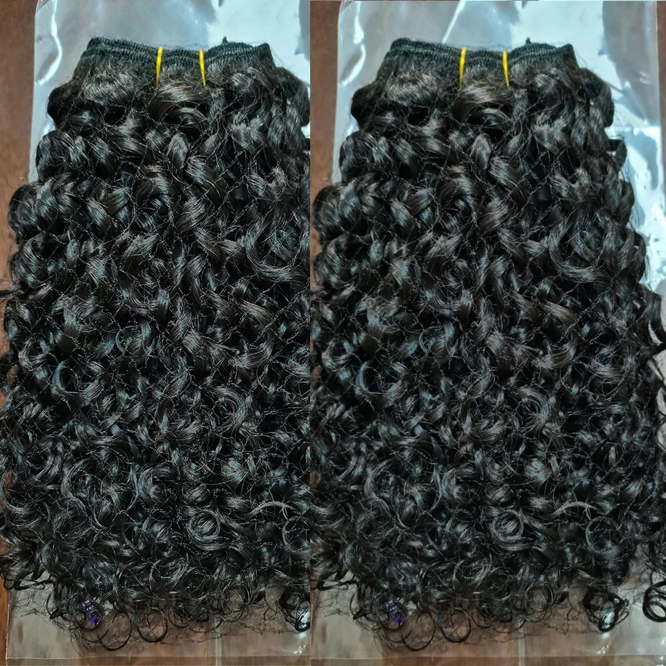 14-24Inches Pixie Bouncy Afro Kinky Curly Human Hair 3/4 Bundles Deal 100% Virgin Raw Hair Extension Double Drawn Wholesale 15A