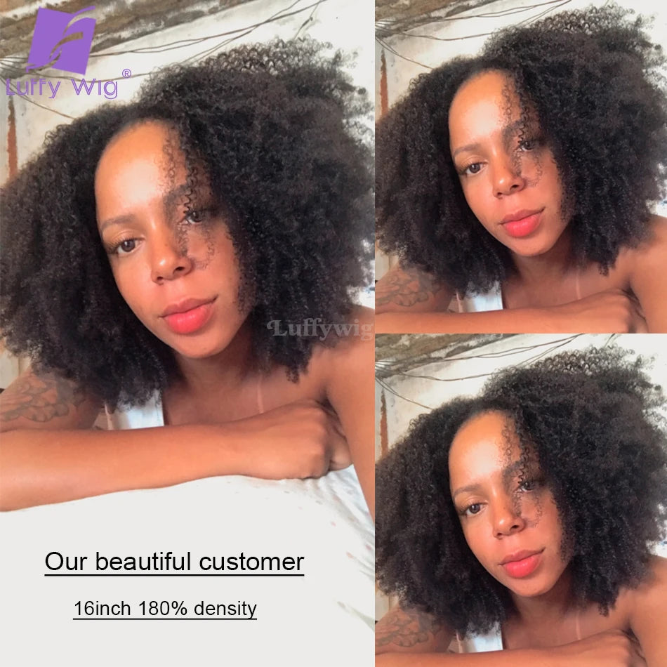Afro Kinky Curly V Part Wig Human Hair Wigs Glueless V Part Wig Brazilian for Women No Leave Out Blend with Your Own Hairline