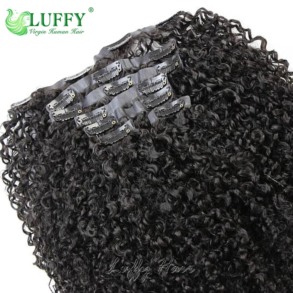 Afro Kinky Curly Seamless Clip Ins Human Hair PU Clip In Hair Extensions For Black Women Skin Weft Burmese Human Hair Extension