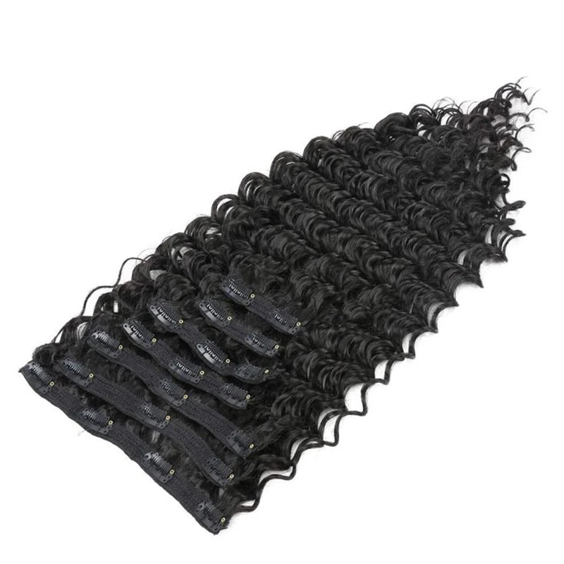 Clip in Hair Extensions With 18 Clips Deep Wave Real Human Hair Curly Thick to Ends For Women 120G 240G Per Set Natural Black