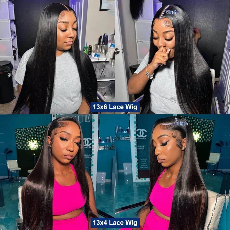 Brazilian Straight 360 Full Lace Frontal Wig 40 Inch 13x6 HD Transparent Lace Front Human Hair Wigs 5x5 Closure Wigs For Women
