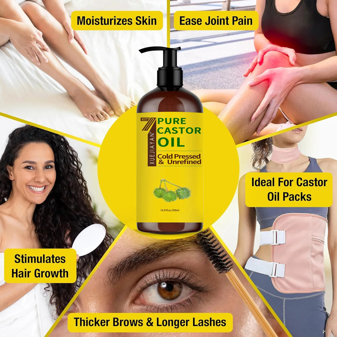 100% Pure And Castor Oil For  Eyelashes  hair bodyAromatherapy And Massage